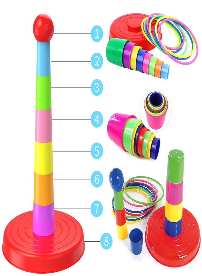 Manwetye 2 Color Columns + 48 Circles, Colorful Happy Circle Game,Children's Play Park, Christmas Party Birthday Party Gift. Suitable for Indoor Holiday Games Family Christmas Party Games - Image 3